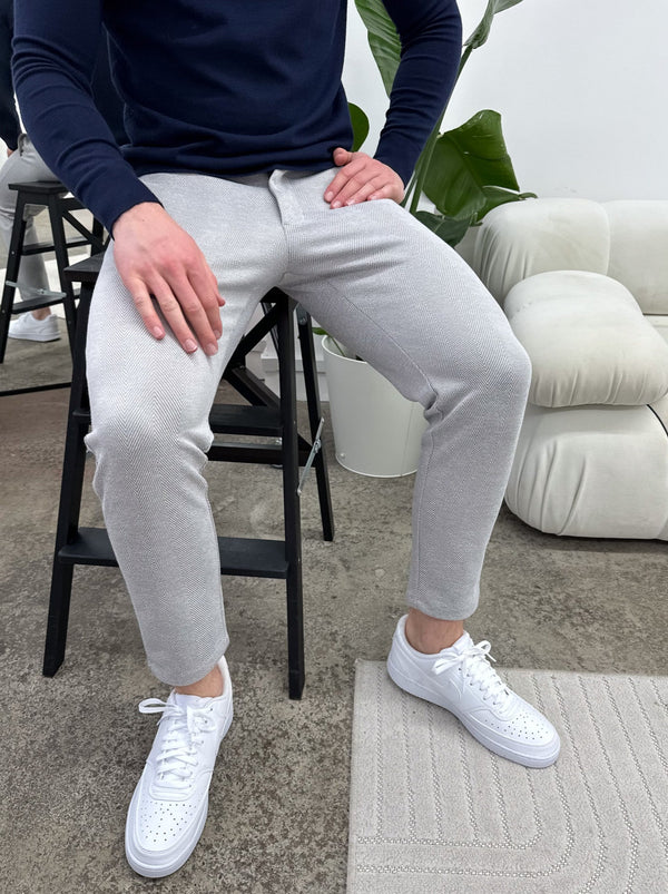 Herringbone smart Trousers - Grey